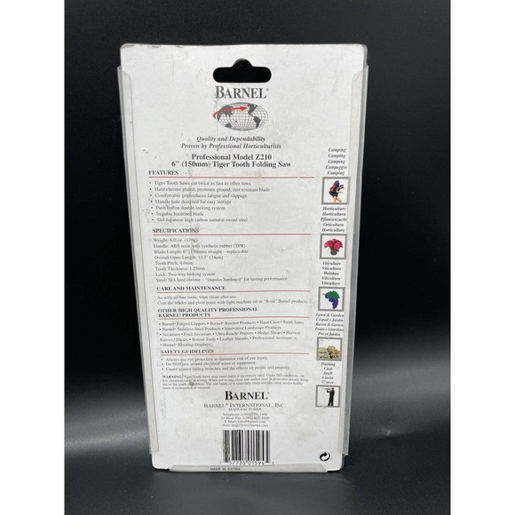 Barnel Z210 6”Inch Folding Straight Blade Landscape Pruning Hand Saw Tiger Tooth - Picture 2 of 2